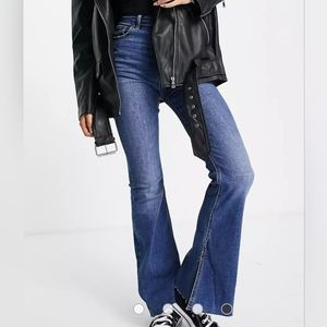 Stradivarius Split Hem Flared Jeans